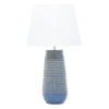 Kirkland's Home Blue Ribbed Stoneware Table Lamp- Table Lamps