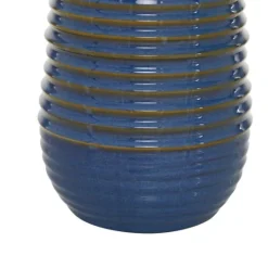 Kirkland's Home Blue Ribbed Stoneware Table Lamp- Table Lamps