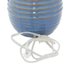 Kirkland's Home Blue Ribbed Stoneware Table Lamp- Table Lamps