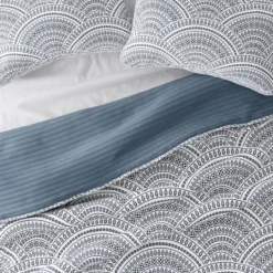 Kirkland's Home Blue Scalloped Reversible 3-Pc. Queen Quilt Set- Quilts