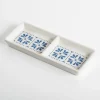 Kirkland's Home Blue Scroll Ceramic Divided Tray- Decorative Trays