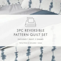 Kirkland's Home Blue Shibori Reversible 3-Pc. Queen Quilt Set- Quilts