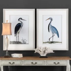 Kirkland's Home Blue Shore Birds Framed Art Prints, Set Of 2- Framed Art
