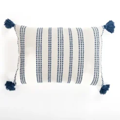 Kirkland's Home Blue Stitching Stripes Lumbar Pillow- Pillows