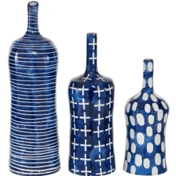 Kirkland's Home Blue Stoneware Vases, Set Of 3- Vases