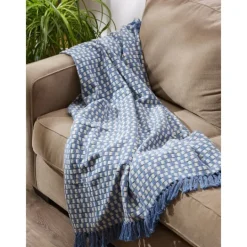 Kirkland's Home Blue Stonewash Urban Check Throw- Blankets & Throws