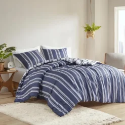 Kirkland's Home Blue Stripe Jackson 3-Pc. Full/Queen Comforter Set- Comforters
