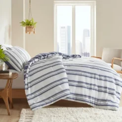 Kirkland's Home Blue Stripe Jackson 3-Pc. Full/Queen Comforter Set- Comforters