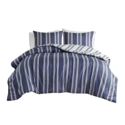 Kirkland's Home Blue Stripe Jackson 3-Pc. King Comforter Set- Comforters