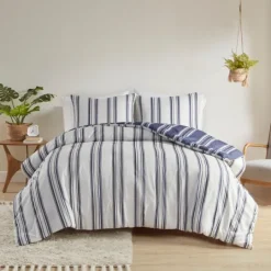 Kirkland's Home Blue Stripe Jackson 3-Pc. King Comforter Set- Comforters