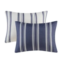 Kirkland's Home Blue Stripe Reversible 3-Pc. Queen Duvet Cover Set- Duvets