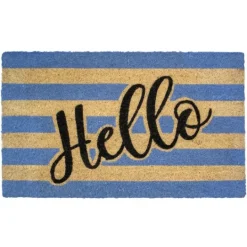 Kirkland's Home Blue Striped Hello Doormat- Doormats