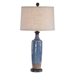 Kirkland's Home Blue Textured Ceramic Table Lamp- Table Lamps