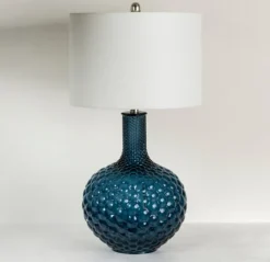 Kirkland's Home Blue Tinted Bubble Gourd Table Lamp- Table Lamps
