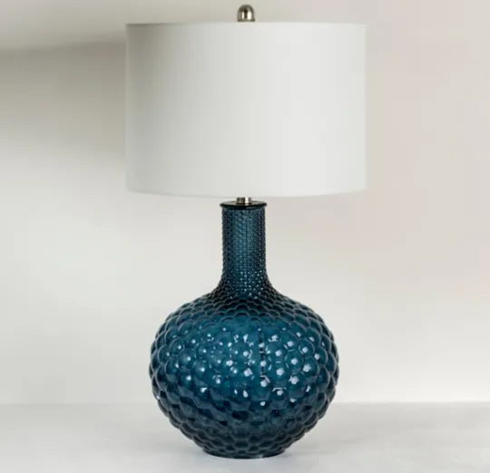 Kirkland's Home Blue Tinted Bubble Gourd Table Lamp- Table Lamps