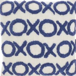 Kirkland's Home Blue Tufted Xoxo Cotton Throw Pillow- Pillows