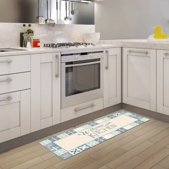 Kirkland's Home Blue Welcome To The Kitchen Floor Mat, 24X60- Kitchen & Floor Mats