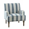 Kirkland's Home Blue White Stripe Upholstered Accent Chair- Accent Chairs