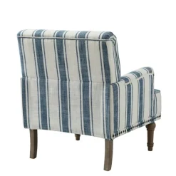 Kirkland's Home Blue White Stripe Upholstered Accent Chair- Accent Chairs