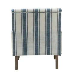 Kirkland's Home Blue White Stripe Upholstered Accent Chair- Accent Chairs