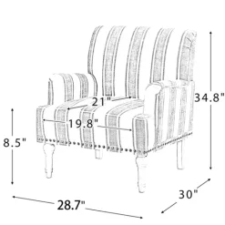 Kirkland's Home Blue White Stripe Upholstered Accent Chair- Accent Chairs