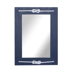 Kirkland's Home Blue Wood Frame Mirror With White Rope- Decorative Mirrors