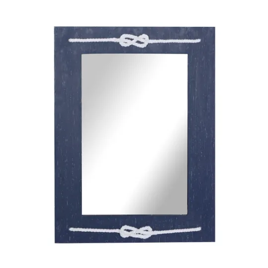 Kirkland's Home Blue Wood Frame Mirror With White Rope- Decorative Mirrors