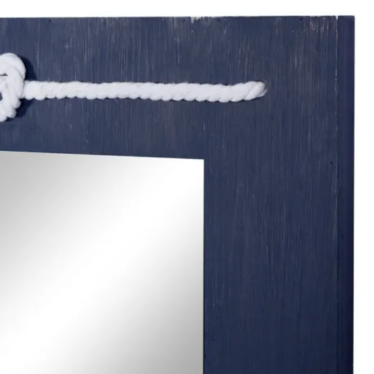 Kirkland's Home Blue Wood Frame Mirror With White Rope- Decorative Mirrors