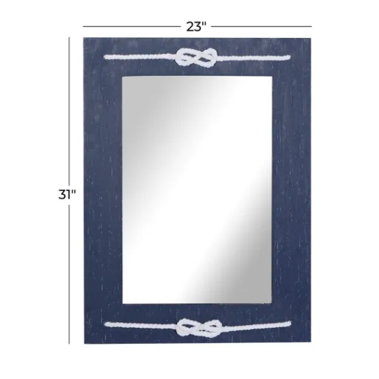 Kirkland's Home Blue Wood Frame Mirror With White Rope- Decorative Mirrors