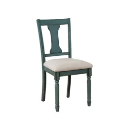 Kirkland's Home Blue Wood Upholstered Dining Chairs, Set Of 2- Dining Chairs
