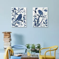 Kirkland's Home Bluebird Silhouette Canvas Art Prints, Set Of 2- Canvas Art