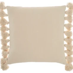 Kirkland's Home Blush And Ivory Striped Tassel Pillow- Pillows