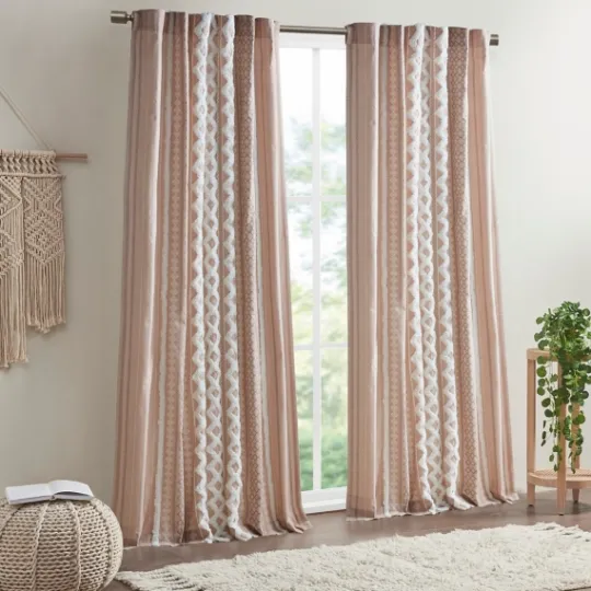 Kirkland's Home Blush Chenille Stripe Curtain Panel, 84 In.- Curtains & Drapes