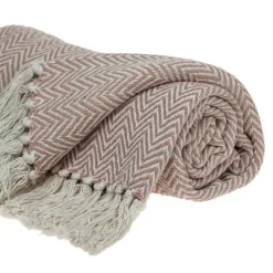 Kirkland's Home Blush Chevron Cotton Handloomed Tassel Throw- Blankets & Throws
