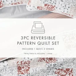 Kirkland's Home Blush Patchwork Reversible 3-Pc. King Quilt Set- Quilts