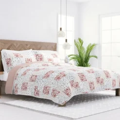 Kirkland's Home Blush Patchwork Reversible 3-Pc. Queen Quilt Set- Quilts