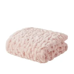 Kirkland's Home Blush Ruched Faux Fur Throw- Blankets & Throws