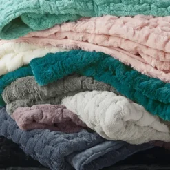Kirkland's Home Blush Ruched Faux Fur Throw- Blankets & Throws
