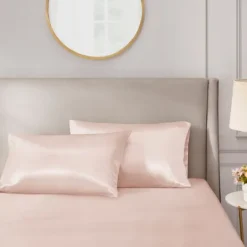 Kirkland's Home Blush Satin Standard 2-Pc. Pillow Case Set- Bed Sheets