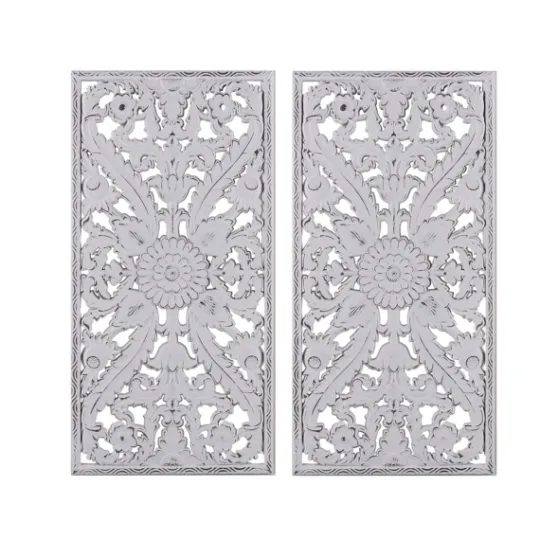 Kirkland's Home Botanical Wood Carved Panel Wall Plaques, Set Of 2- Wall Plaques