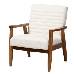 Kirkland's Home Boucle & Wood Frame Accent Chair- Accent Chairs