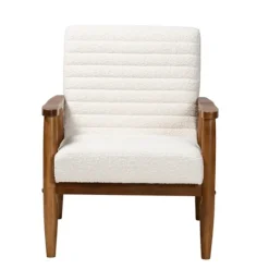 Kirkland's Home Boucle & Wood Frame Accent Chair- Accent Chairs