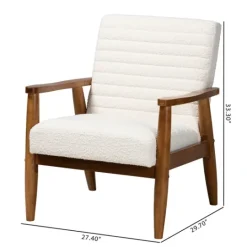 Kirkland's Home Boucle & Wood Frame Accent Chair- Accent Chairs