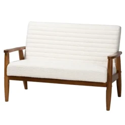 Kirkland's Home Boucle & Wood Frame Loveseat- Sofas & Loveseats