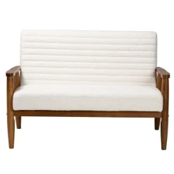 Kirkland's Home Boucle & Wood Frame Loveseat- Sofas & Loveseats