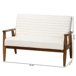 Kirkland's Home Boucle & Wood Frame Loveseat- Sofas & Loveseats