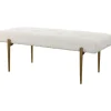 Kirkland's Home Boucle Seat And Gold Legs Bench- Benches & Ottomans