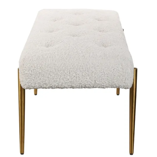 Kirkland's Home Boucle Seat And Gold Legs Bench- Benches & Ottomans