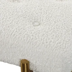 Kirkland's Home Boucle Seat And Gold Legs Bench- Benches & Ottomans