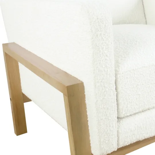 Kirkland's Home Boucle Wood Frame Accent Chair- Accent Chairs